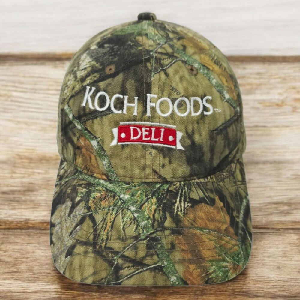 Koch Foods Deli Mossy Oak Camo Strapback Cap Trucker Baseball Embroidered Hat